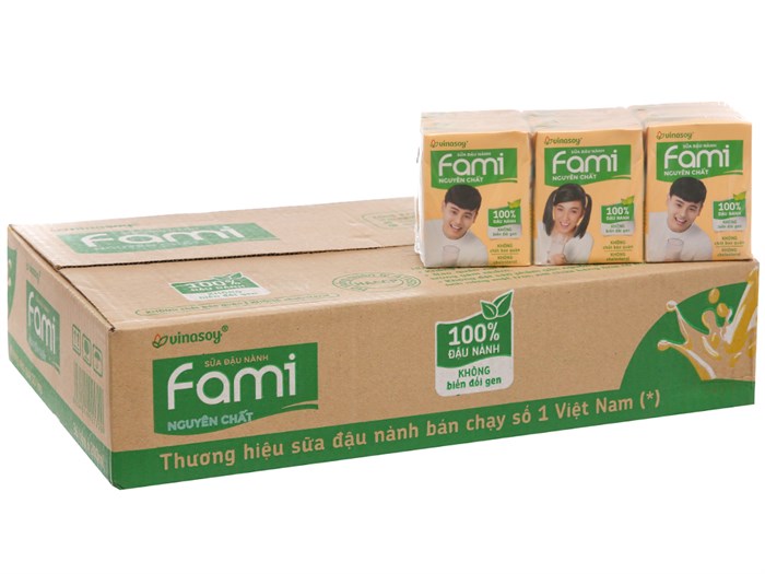 Sữa Đậu nành Fami nguyên chất  hộp 200ml ( 1 Thùng / 36 hộp )